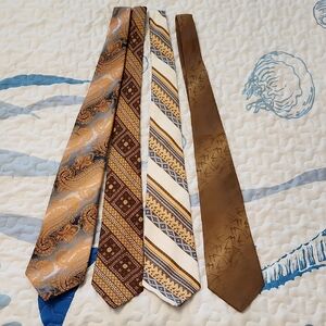 Elegant RETRO  Men's Tie Set - Brown, Gold, Cream